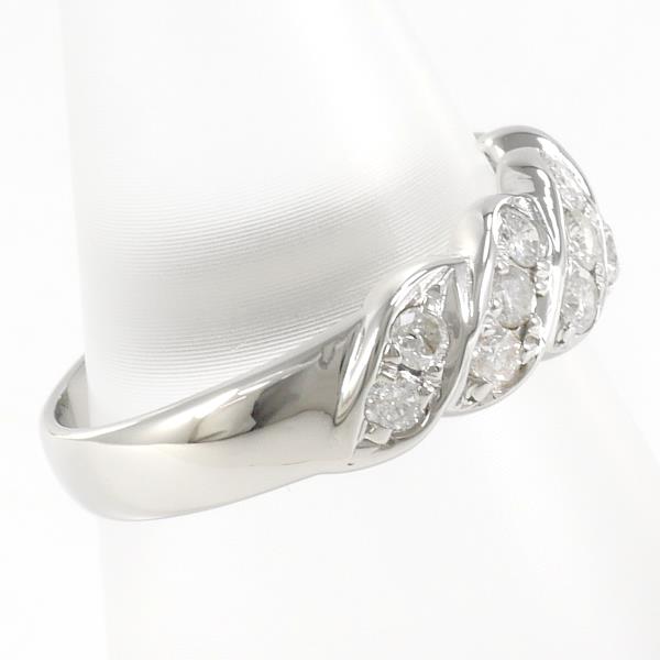 Platinum PT900 Diamond (0.50ct) Ring, 3.9g Weight, Ring Size 12, Silver, Women's Pre-Owned Luxury Jewelry