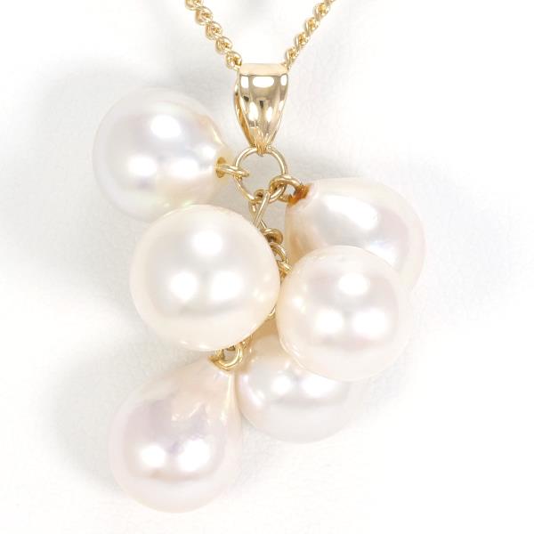 K18 YG Gold Necklace with Pearl, 9.2g Weight, Approx. Length 40cm, Women's Pre-Owned Luxury Jewelry in Excellent Condition