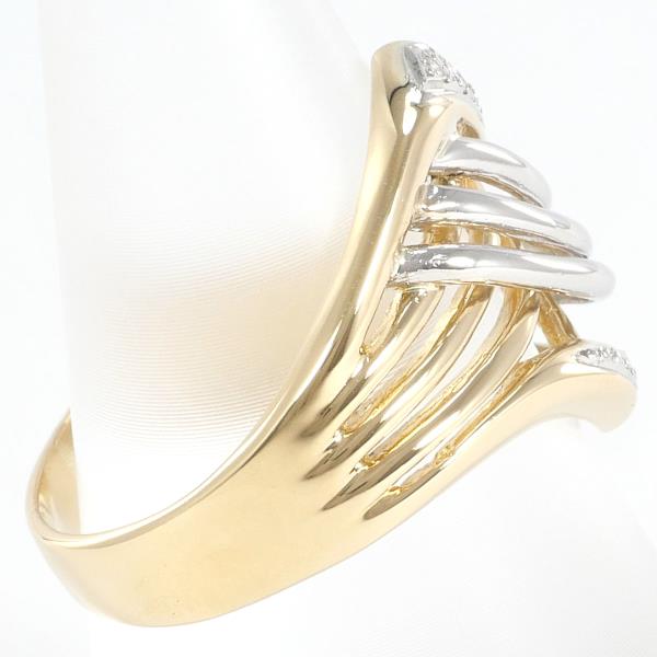 PT900 Platinum and K18YG Diamond Ring, Size 14, Total Weight around 4.9g, Ladies' Gold Jewelry