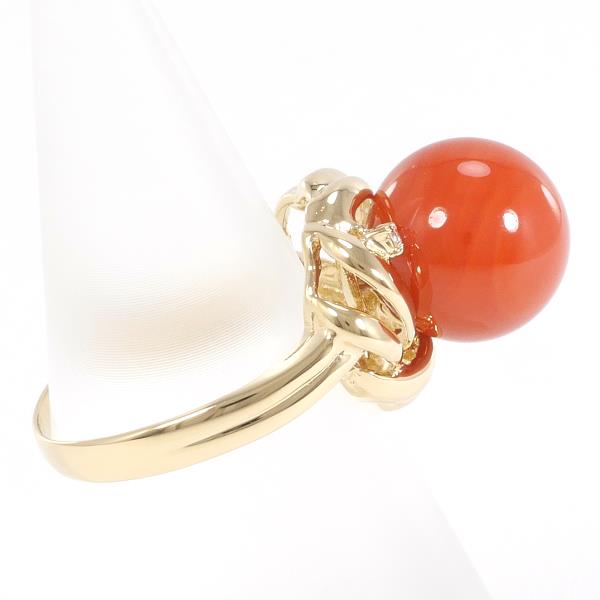 Ladies' 18k Yellow Gold Diamond & Coral Ring, Size 10, Total Weight 4.1g