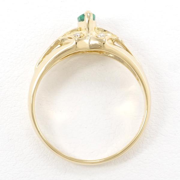 Ladies' 18k Yellow Gold Ring with 0.18ct Emerald & 0.07ct Diamond, Size 9, Total Weight 3.0g