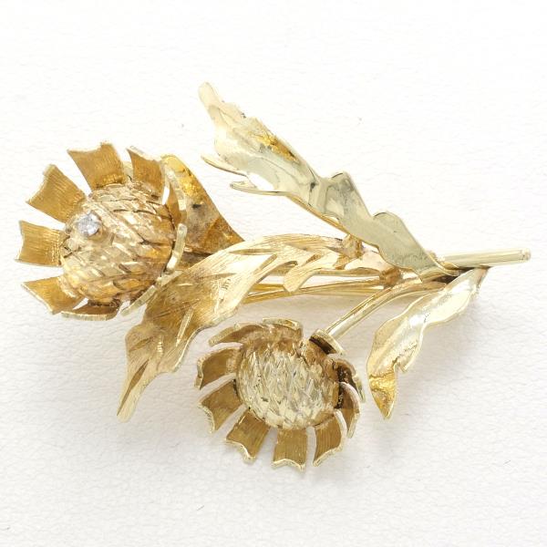 [LuxUness]  14K YG Brooch with Diamond, Total Weight roughly 5.0g, Ladies' Gold Jewelry in Excellent condition