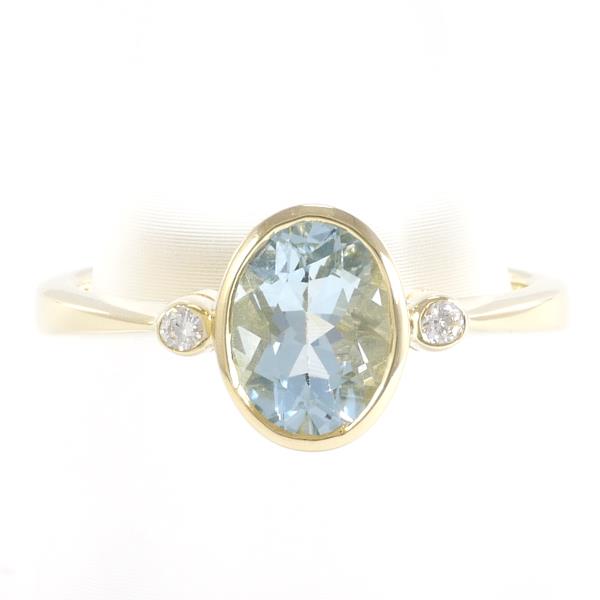 Ladies' 14K Yellow Gold Ring with Aquamarine & Zirconia, Size 14, Total Weight 4.5g in Excellent Condition