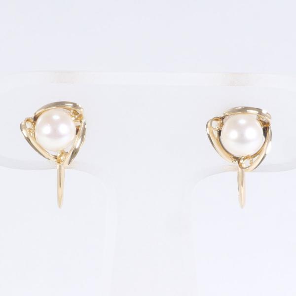 K18 Yellow Gold Pearl Earrings in Pristine Condition