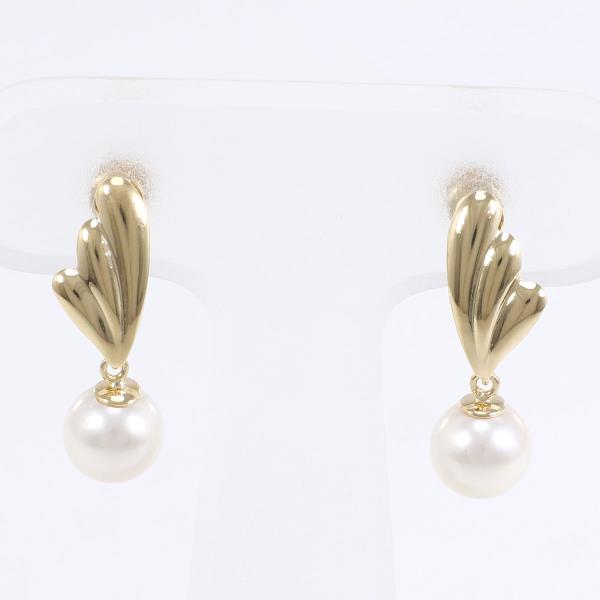 K18 Yellow Gold Pearl Earrings in Excellent Condition