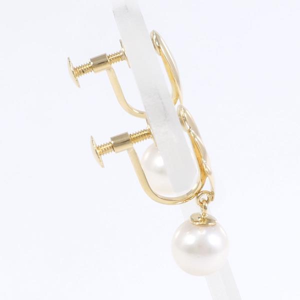 K18 Yellow Gold Pearl Earrings in Excellent Condition