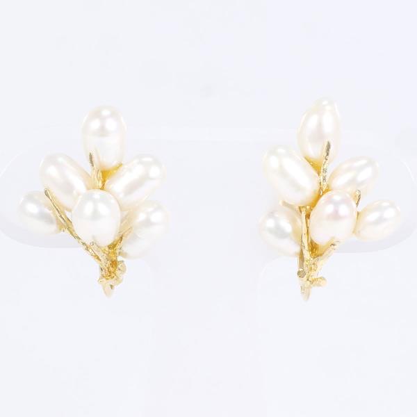 K18 Yellow Gold Pearl Earrings in Excellent Condition