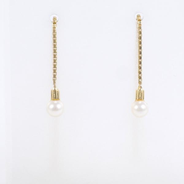 K18 Yellow Gold Pearl Earrings in Excellent Condition