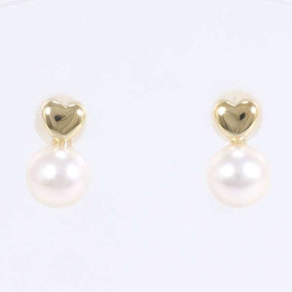 K18 Yellow Gold Pearl Earrings in Great Condition