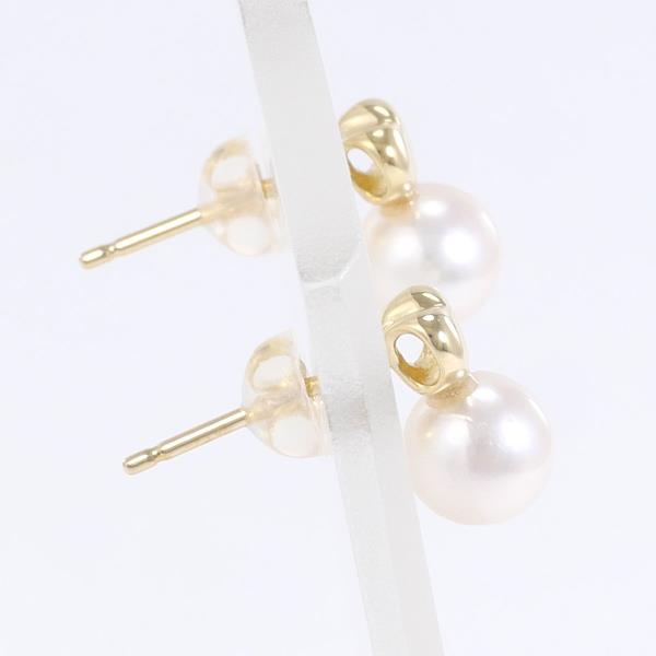 K18 Yellow Gold Pearl Earrings in Great Condition