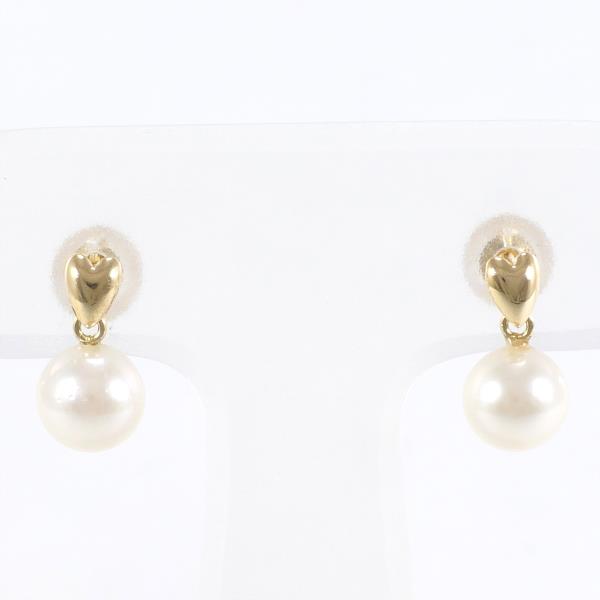 K18 Yellow Gold Pearl Earrings in Excellent Condition