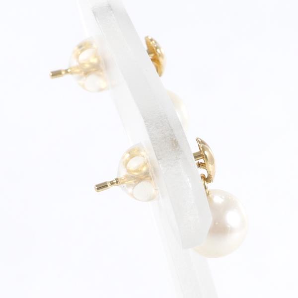 K18 Yellow Gold Pearl Earrings in Excellent Condition