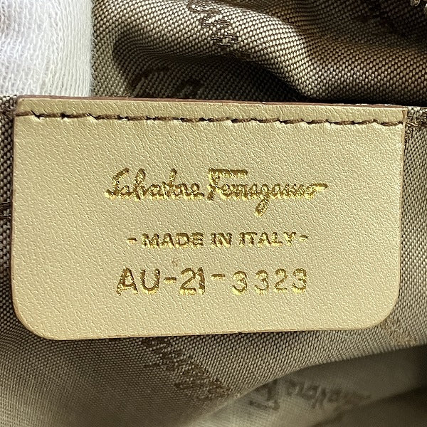 Salvatore Ferragamo Canvas Leather Shoulder Bag AU-21 3323 in Good Condition