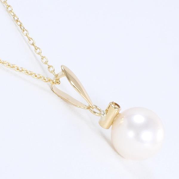 K18 Yellow Gold Pearl Necklace in Excellent Condition