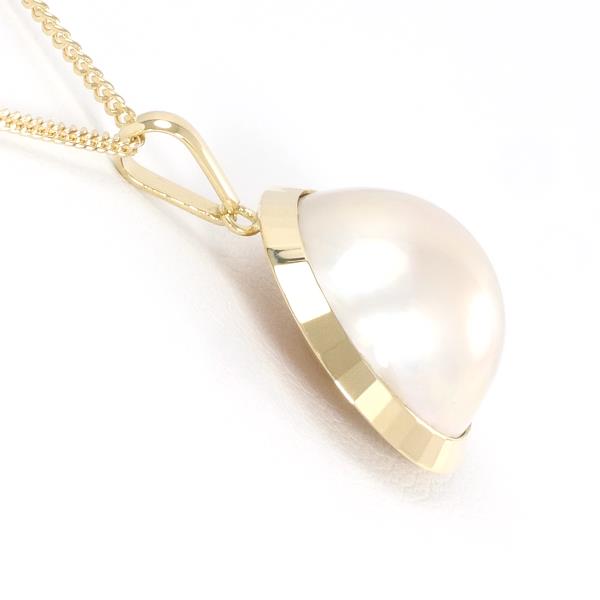 K18 18K Yellow Gold Necklace with Mabe Pearl, Total Weight Approx. 5.9g, Length 38cm