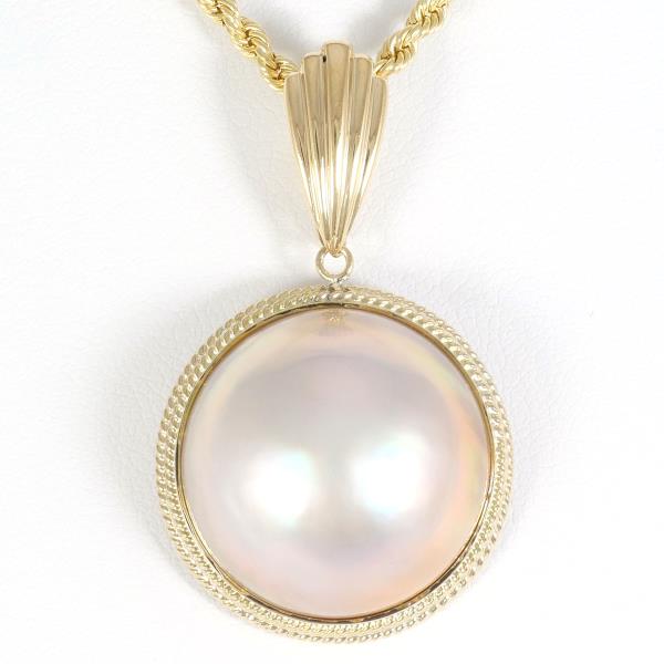 K18 Yellow Gold Necklace with Mabe Pearl in Excellent Condition