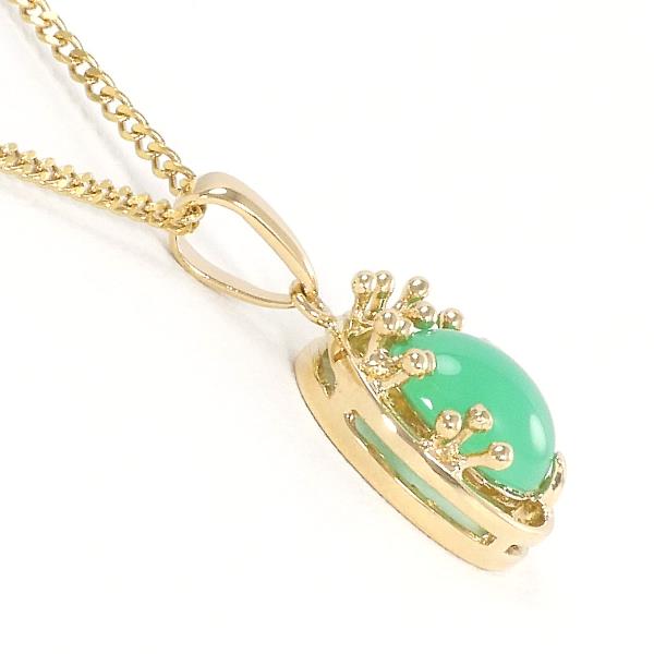 18ct Yellow Gold Necklace with Chrysoprase, Total Weight Approx. 3.8g, Length 43cm