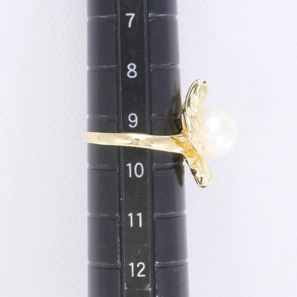 K18 Yellow Gold Ring with Pearl & 0.03 Diamond - Size 9.5, 8mm Pearl, Weight Approximately 4.9g in Excellent Condition