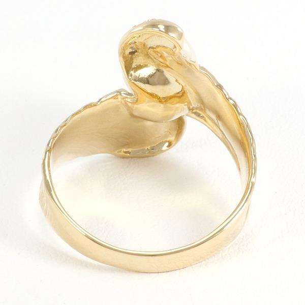 K18 Yellow Gold Ring with Pearl & Diamond - Size 13.5, 7mm Pearl, Weight Approximately 5.3g in Excellent Condition