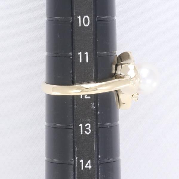 Ladies K18 Yellow Gold Pearl and Diamond Ring, size 12, approx 7mm pearl, weight approx 4.7g in Excellent Condition