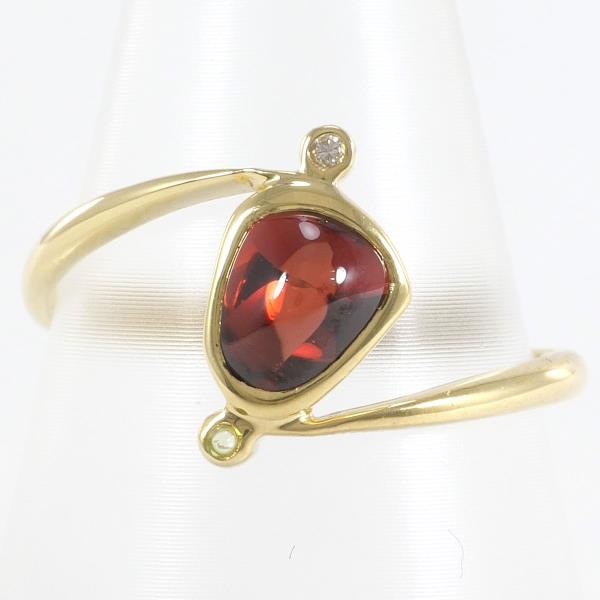 K18 Yellow Gold Garnet Peridot Diamond Ring 11.5 in Excellent Condition