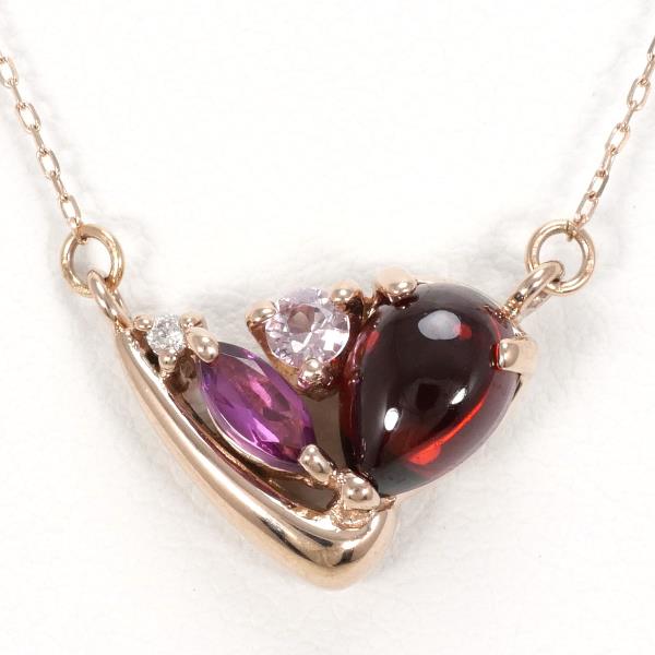 K10 Pink Gold Garnet Necklace in Excellent Condition