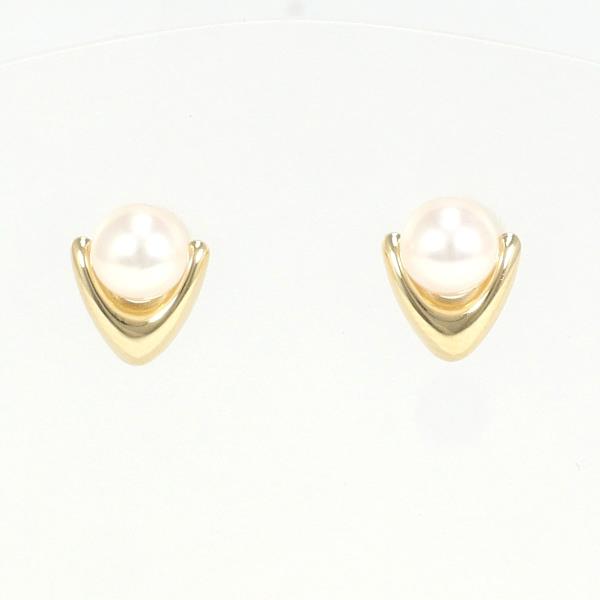 K18 Yellow Gold Pearl Earrings in Great Condition