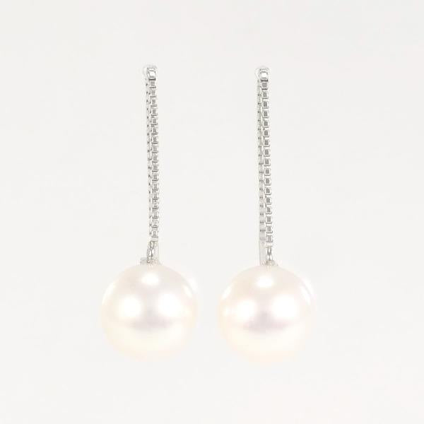 PT850 Platinum Pearl Earrings in Excellent Condition