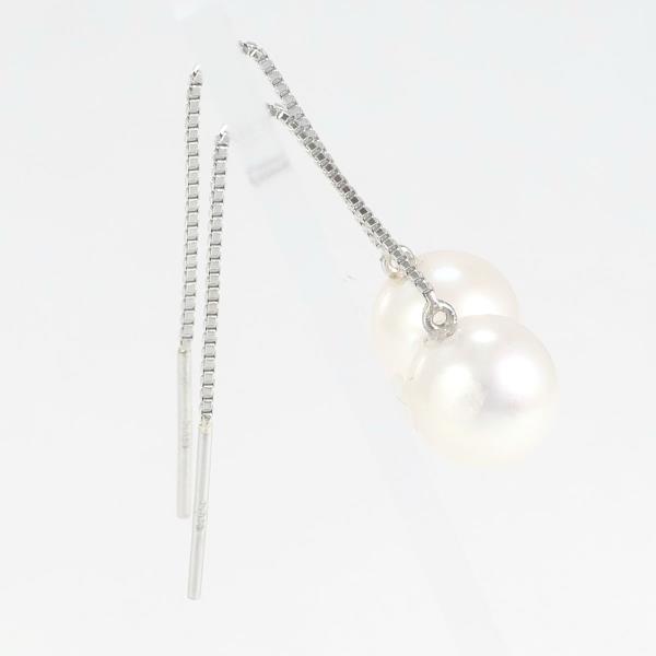 PT850 Platinum Pearl Earrings in Excellent Condition