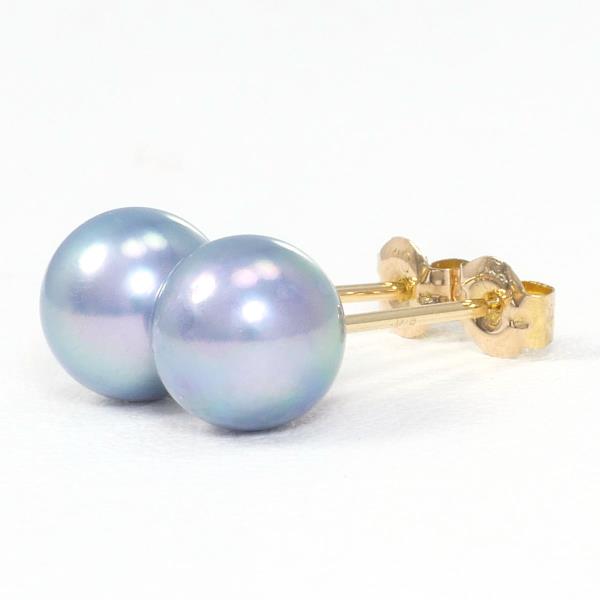 K18 Yellow Gold Pearl Earrings in Great Condition