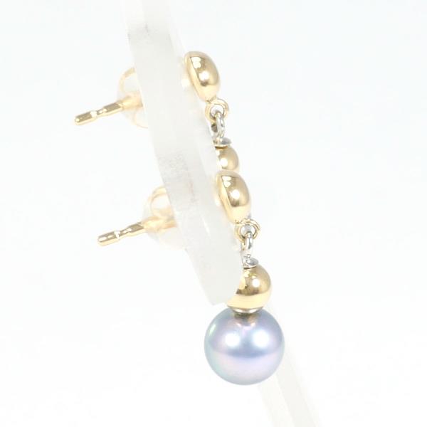 K18 Yellow Gold K10 White Gold Pearl Earrings