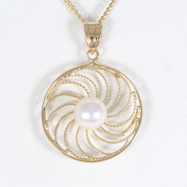 Ladies' 18K Yellow Gold Necklace with Pearl, Weight Approximately 3.8g, Approximately 40cm in Length in Excellent Condition