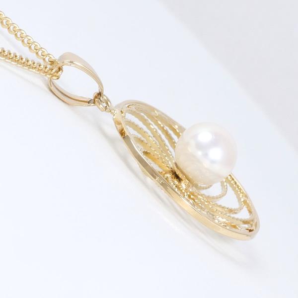 Ladies' 18K Yellow Gold Necklace with Pearl, Weight Approximately 3.8g, Approximately 40cm in Length