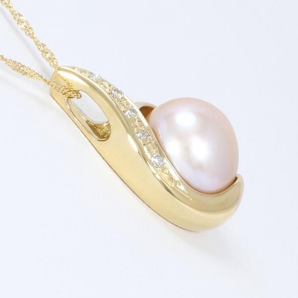 K18 Yellow Gold Pearl & 0.05ct Diamond Necklace for Women, Total Weight