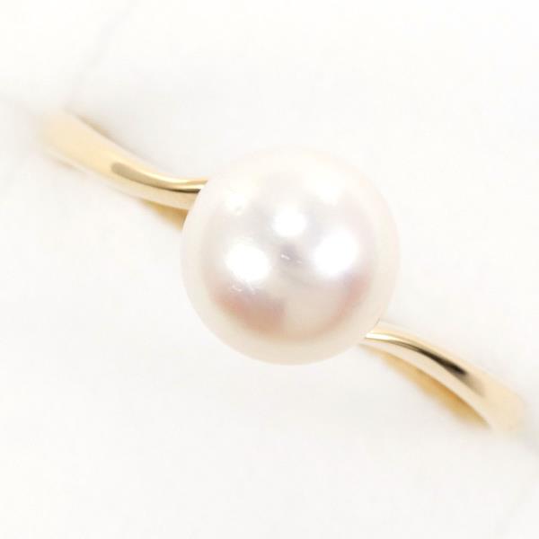 K18 Yellow Gold Pearl Ring 12 in Pristine Condition