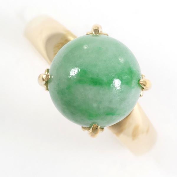 K18 18k Yellow Gold Ring with Jade – Size 11 - Total Weight 6.1g in Excellent Condition