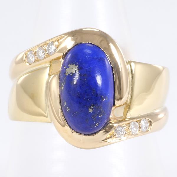 Manfredi K18 Yellow Gold Ring with Lapis Lazuli and Diamonds, Size 18, Weight approx. 10.2g in Excellent Condition