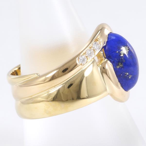 Manfredi K18 Yellow Gold Ring with Lapis Lazuli and Diamonds, Size 18, Weight approx. 10.2g in Excellent Condition