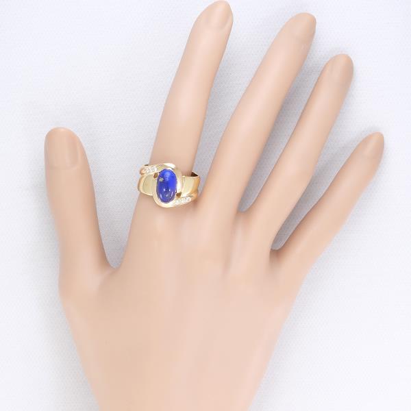 Manfredi K18 Yellow Gold Ring with Lapis Lazuli and Diamonds, Size 18, Weight approx. 10.2g in Excellent Condition