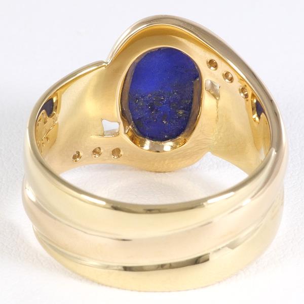 Manfredi K18 Yellow Gold Ring with Lapis Lazuli and Diamonds, Size 18, Weight approx. 10.2g in Excellent Condition