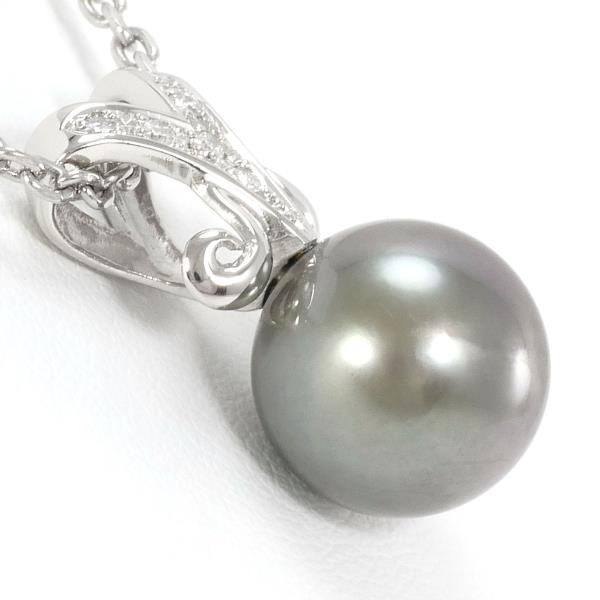 PT900 and PT850 Platinum Pearl and Diamond Necklace, 0.06ct Diamond, Total weight approximately 8.5g, 41cm length