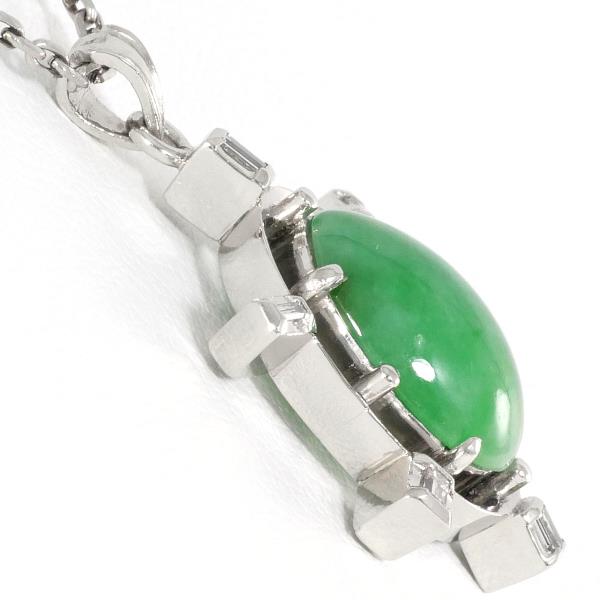 Platinum PT900 Jade and Diamond Necklace, Jade and Diamond, Total weight approximately 6.7g, 38cm length