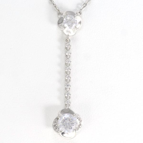 Ladies' K18 18K White Gold Necklace with Cubic Zirconia, Approximate Total Weight 5.2g, 41cm, Pre-owned in Excellent Condition