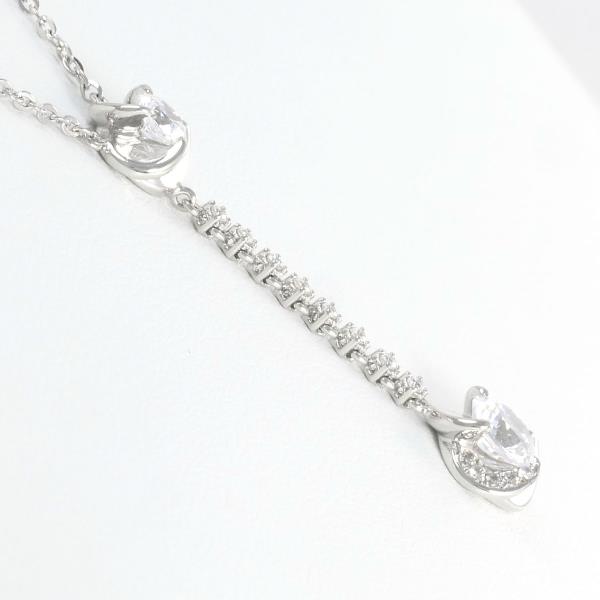 Ladies' K18 18K White Gold Necklace with Cubic Zirconia, Approximate Total Weight 5.2g, 41cm, Pre-owned in Excellent Condition