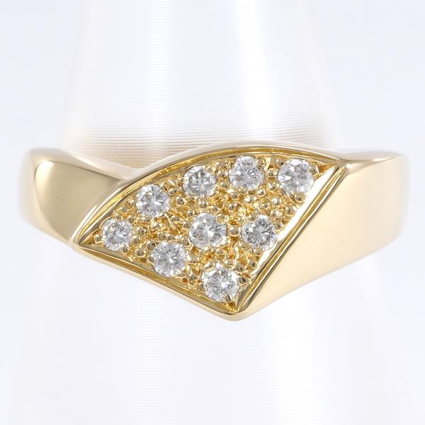 Pola K18YG Ring with Diamond 0.18ct, Size 11, Total weight approximately 6.9g, Women's Gold Jewelry in Excellent Condition