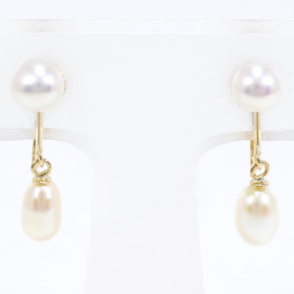 K18 Yellow Gold Pearl Earrings in Excellent Condition