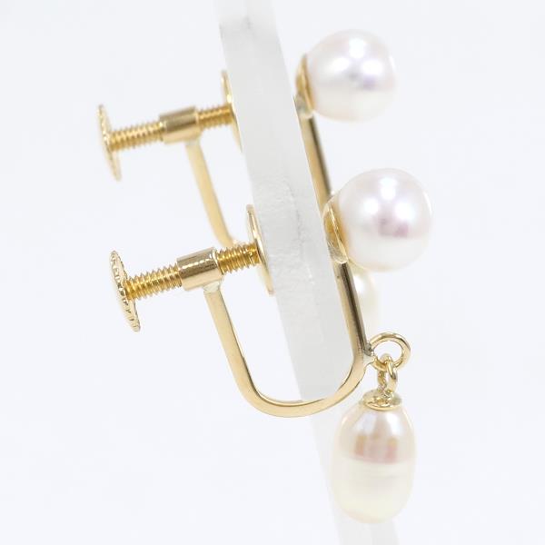 K18 Yellow Gold Pearl Earrings in Excellent Condition