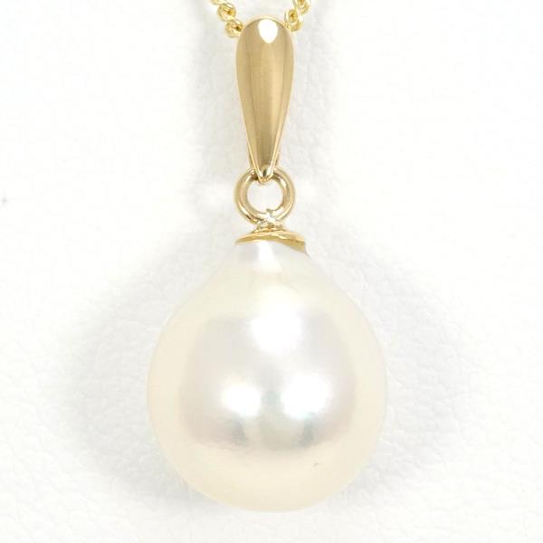 18K Yellow Gold Pearl Necklace in Excellent Condition