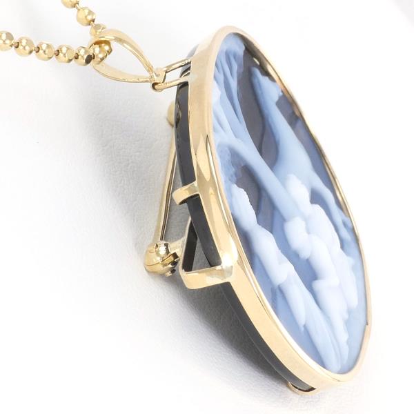 Ladies' Necklace in K18 Yellow Gold featuring Natural Blue Chalcedony