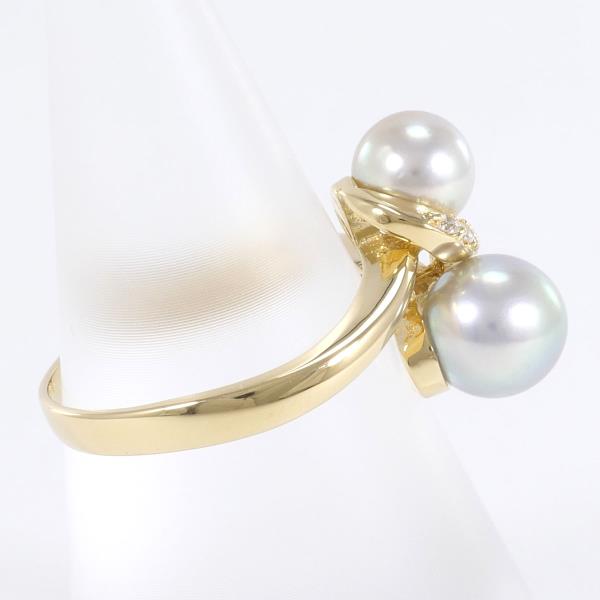K18 Yellow Gold Pearl and Diamond Ring with Approx 6-7mm Pearl, 0.07ct Diamond, and Total Weight of 3.9g - Size 12.5 for Women